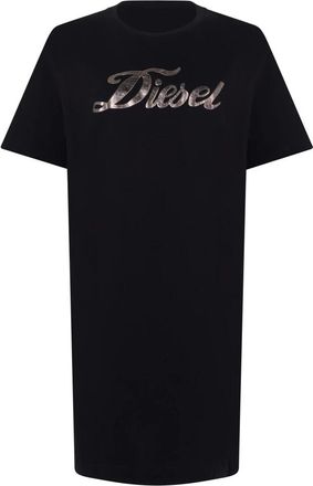 Diesel Egor Logo T-shirt Jurk - Dames - Korte kleedjes - Zwart - XS - Katoen - Kleedjes