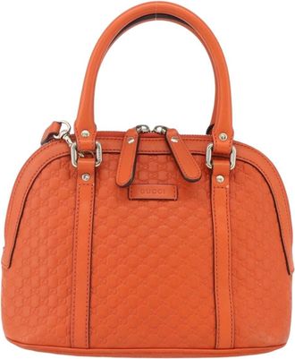 Gucci Convertible Dome Satchel Guccissima Leather Orange Leather Handbag (Pre-Owned)