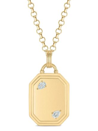 Phillips House 18K yellow gold dog tag diamond necklace
