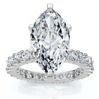 Pompeii3 Certified 4.40Ct Marquise Eternity Engagement Ring 14k Gold or Pt Lab Grown