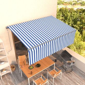vidaXL Vidaxl - Toldo Autom&aacute;tico Retr&aacute;ctil Con Persiana Azul Y Blanco 4x3 M
