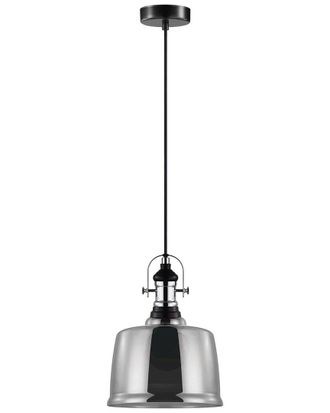 Eglo Eglo Gilwell 1 Light Pendant With Matte Black & Chrome Finish & Smoked Glass Shade