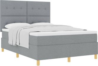 vidaXL Box Spring Bed with Mattress Light Grey 140 x 190 cm Fabric vidaXL