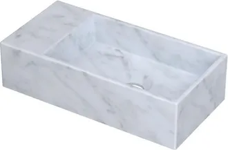Bernacchini Versus Fontein - 36x18x9cm - wasbak rechts - 1 kraangat - marmer mat wit