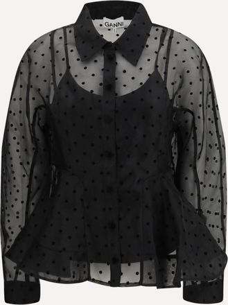 Ganni Camicia a pois in organza Woman 38