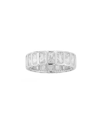 Glaze Jewelry Silver Cz Bezel Set Eternity Band Ring