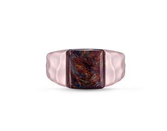 LuvMyJewelry Red Pietersite Textured Sterling Silver Men Signet Ring
