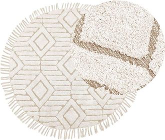 Beliani Rug HORASAN Light Beige &oslash; 140 cm Cotton