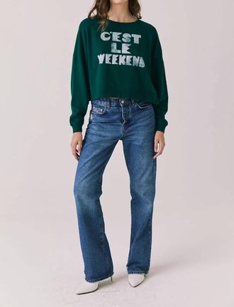 Chaser Cest Le Weekend Long Sleeve Sweatshirt In Green