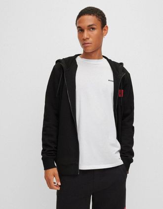 HUGO BOSS Mens HUGO Daple212 Mens Zip Through Hoodie - Black 001 - Size: 36