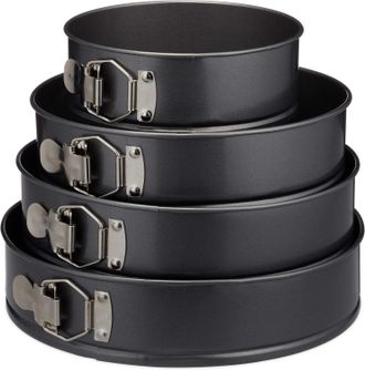 OEM Juego De 4 Moldes Desmontables Redondos, &Oslash; 18/24/26/28 Cm, Antiadherentes, Resistentes Al Calor Hasta 250 &deg;c, Color Gris Metalizado