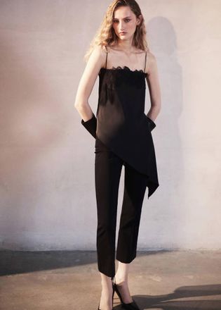 Mango Top lingerie pizzo asimmetrico nero - Donna - XS - MANGO