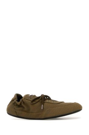 Prada Womens Army Green Canvas Collapse Sneakers Militare