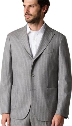 Brooks Brothers Pinstripe Virgin Wool Suit - Heren - Business blazers - Grijs - 3XL - Wol - Kostuums