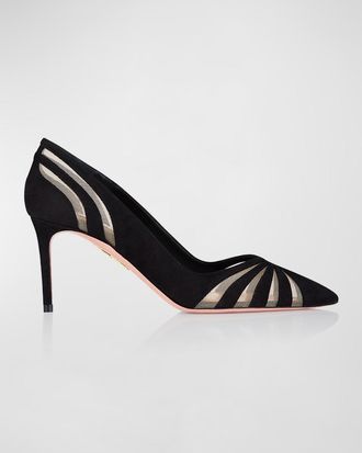 Aquazzura The Spy Suede Mesh Pumps