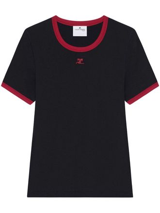 Courrèges Signature T-shirt - women - Cotton - L - Black