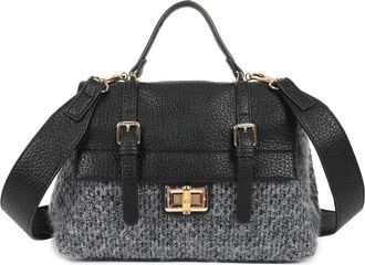 Generic Womens Tweed Satchel Bag with Flap Twist Lock - Crossbody Shoulder Handbag with Detachable Strap, Top Handle & Gold Hardware - Elegant Vintage Style E