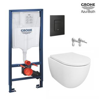 GROHE Pack Bastidor Grohe Con Cisterna Empotrada Y Pulsador Dual Negro Mate + Wc Suspendido Swiss 53 Cm Tornado Y Soft-close
