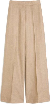 Max Mara Pantaloni Max Mara Regular Fit in Lino Natt&eacute; Cammello