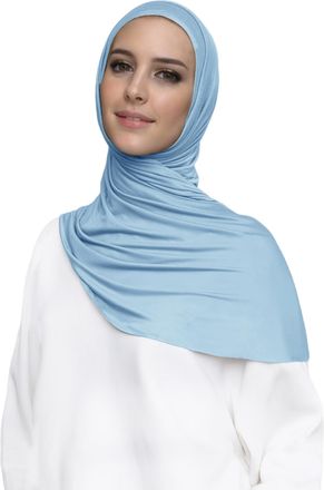 Lina & Lily Pre-sewn Instant Slip-on Modal Jersey Hijab Head Scarf Wrap for Muslim Women (Baby Blue)