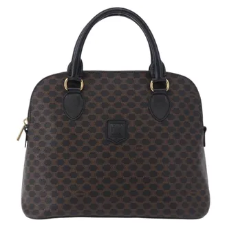 Celine Macadam Toile Triomphe Black Canvas Handbag (Pre-Owned)