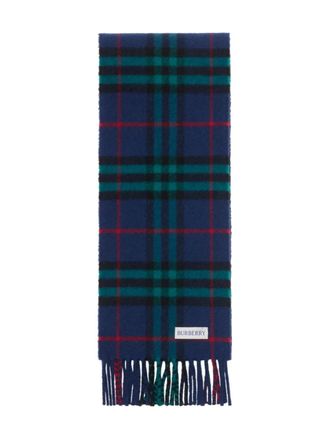 Burberry checked fringed scarf - unisex - Cashmere - OS - Blue