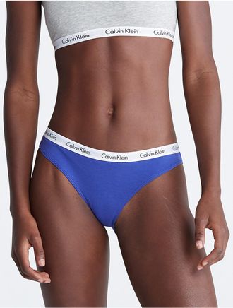 Calvin Klein Womens Carousel Logo Cotton Bikini - Blue - XS