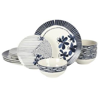 Gibson Home Eliza 12 Piece Ceramic Dinnerware Set in Blue at Nordstrom