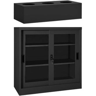 vidaXL Gabinete Con Puertas Correderas Y Acero Antracita - 306589