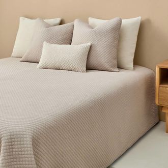 Textura Colcha de algodón acolchada color gris. Cama 180-200cm