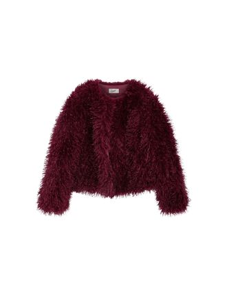 Pence Kim Purple Round-Neck Faux-Mongolian Fur Coat