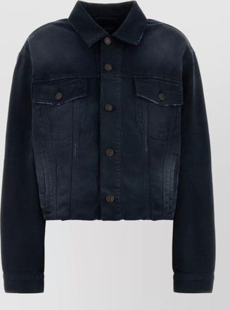 Balenciaga denim jacket long sleeves collared neck pockets