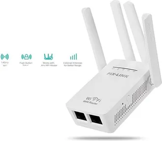 Trade Shop Trade Shop - Ripetitore Del Segnale Wireless Con 4 Antenne 2 Porte Wifi Range Extender Router