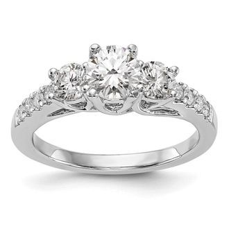 Diamond2Deal 14k White Gold Lab Grown Diamond 3-Stone Band Ring 1.2Ct Clarity- VS Color- G-H