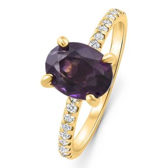 Pompeii3 2Ct Amethyst & Diamond Anniversary Engagement Ring 10k Gold Lab Grown