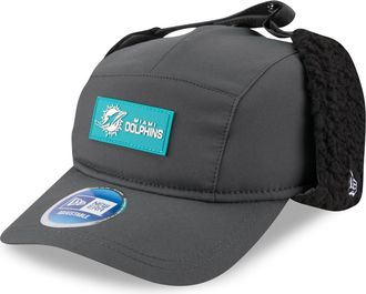 New Era Mens Charcoal Miami Dolphins 2025 Sideline Cold Weather Runner Dog Ear Adjustable Hat