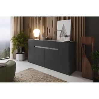 Dmora Aparador Cirimido, Alacena 3 Estantes, Un Caj&oacute;n, 4 Puertas, 170x40x85h Cm Negro Antracita