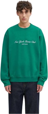 Sporty & Rich NY Tennis Club Crew Sweatshirt - Heren - Sweatshirts - Groen - M - Katoen - Hoodies & sweatvesten