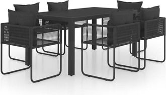 vidaXL Set De Comedor De Jard&iacute;n De 7 Piezas Pvc Rat&aacute;n Negro Vidaxl