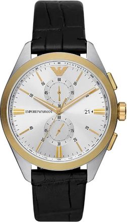 Emporio Armani Chronograph Claudio - Heren - Accessoires - Zwart - Maat: ONE Size Leer