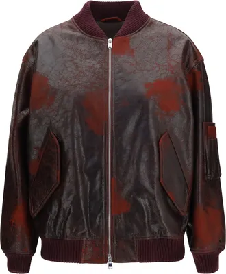 Valstar Womens Bomber Jacket Crackle Nappa Dark Red Leather