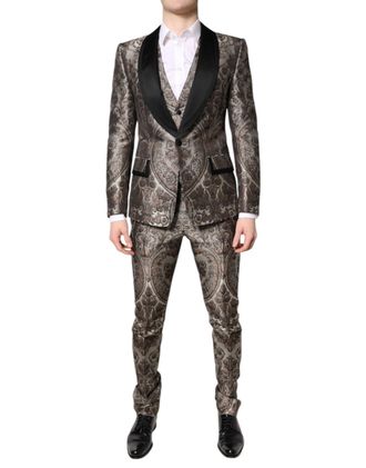 Dolce & Gabbana Multicolor Jacquard Single Breasted 3 Piece Mens Suit