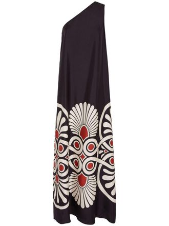 La DoubleJ Roy geometric-print silk dress - Black