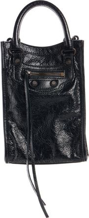 Balenciaga Le City Tote Leather Phone Holder in 1000 Black at Nordstrom