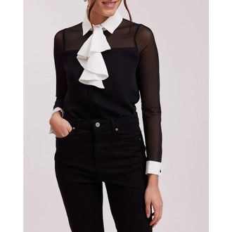 Anne Fontaine Sheryl Designer Long Sleeve Shirt in Black at Nordstrom, Size 44
