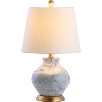 Jonathan Y Designs Holly Marbleized Ceramic LED Table Lamp in Blue/white at Nordstrom