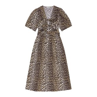 Ganni Midi Katoenen Jurk - Dames - Casual kleedjes - Veelkleurig - S - Katoen - Kleedjes