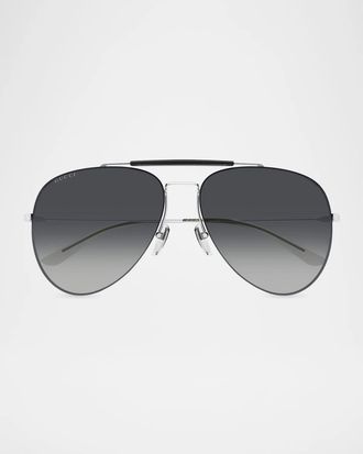 Gucci Men & apos;s GG2255S Pure Light Metal Pilot Sunglasses