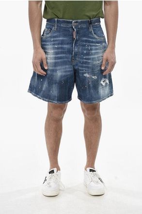 Dsquared2 Distressed-Effect Shorts With Logo Button size 52