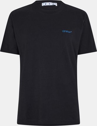 Off-white Mens Off White Regular Fit Short Sleeve Crew Neck T-Shirt in Black/Blue - Size 2XS